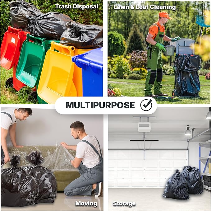45 Gallon Trash Bags, 30 Micron Heavy Duty Pure LDPE Garbage Can Liners - Image 5