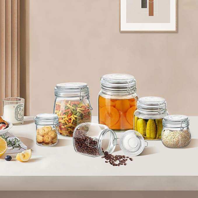 Glass Food Storage Jars with Airtight Lids 25 oz Square 4 Pack Kitchen Storage - Image 6