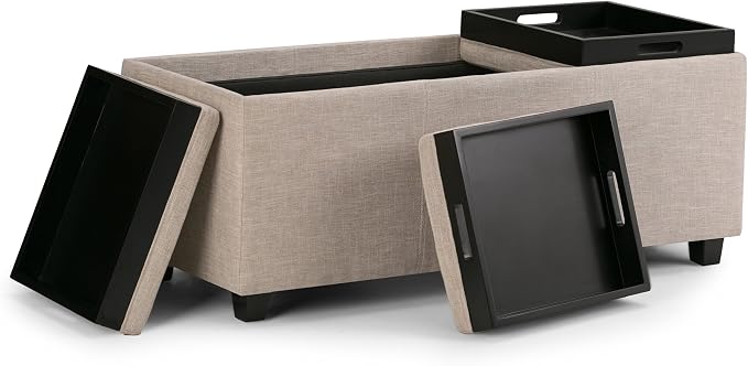 SIMPLIHOME Avalon 42 inch Wide Contemporary Rectangle Storage Ottoman in