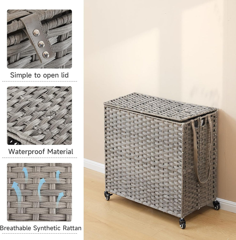 Laundry Hamper with Wheels, 39.6 Gallon(150L) Rolling Laundry Basket with Lid...