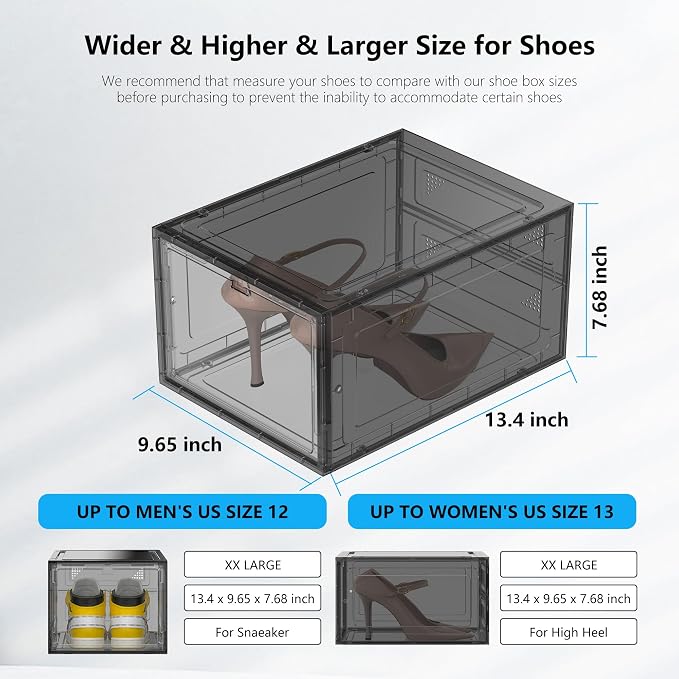 12 Pack Hard Sturdy Thickened Rigid XX Large Shoe Storage Organizer - Image 4