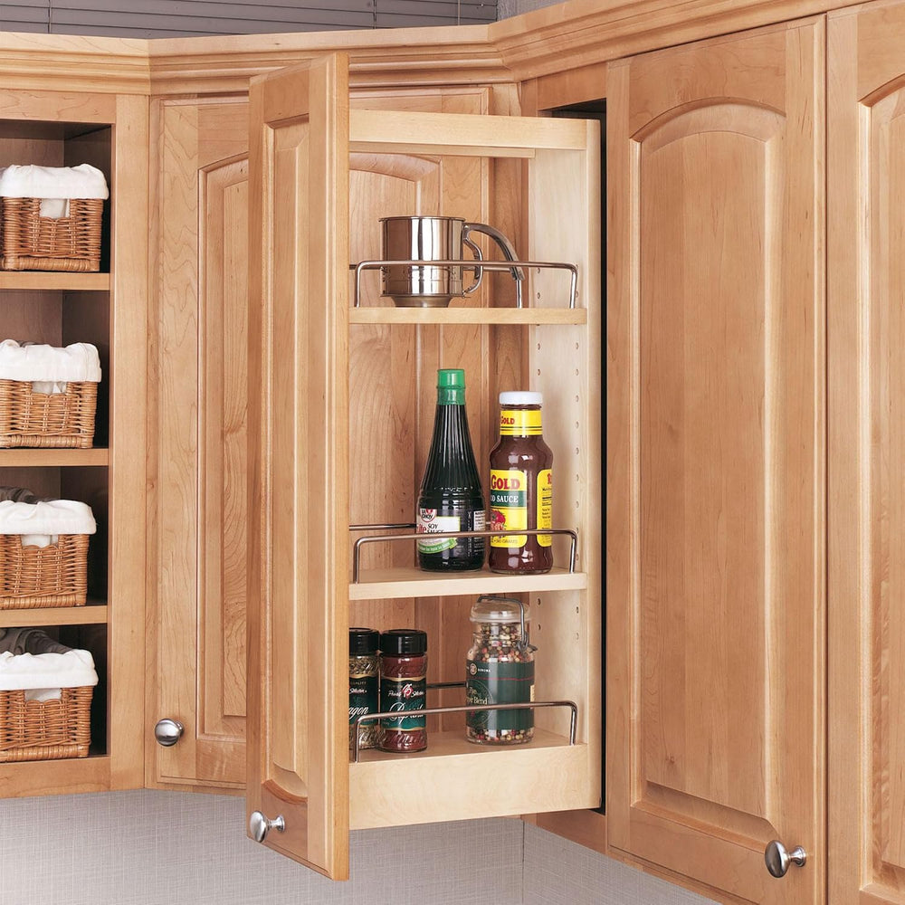 Rev-A-Shelf Maple Pullout Organizer for Wall Kitchen Cabinets, Full Extension...