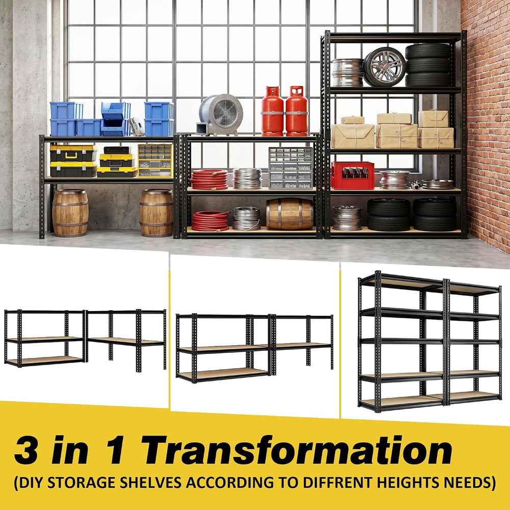 Heavy Duty Storage Shelving Unit, 5-Tier Adjustable Garage Shelves, 2025 lbs ...