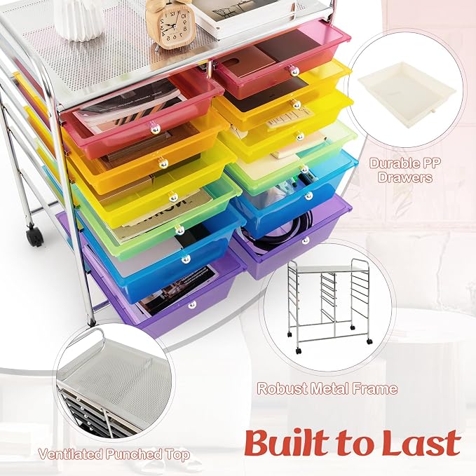 GOFLAME 12-Drawer Rolling Storage Cart, Mobile Utility Cart - Image 6