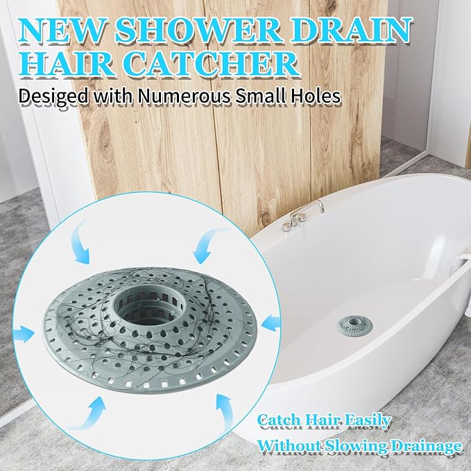 Shower Hair Drain Catcher, Silicone Bathtub Drain Hair Catcher Strainer - Image 2