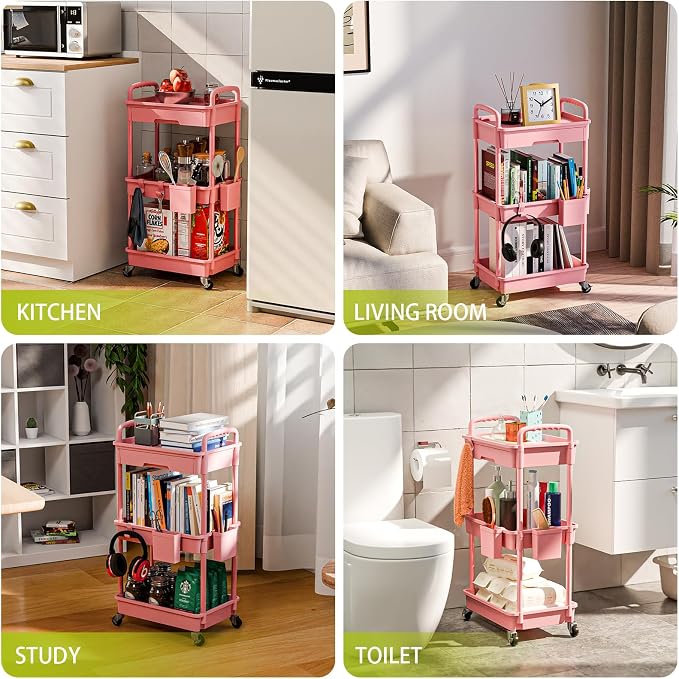 3 Tier Rolling Cart Organizer, Laundry Room Bathroom Organizers and Storage - Image 6