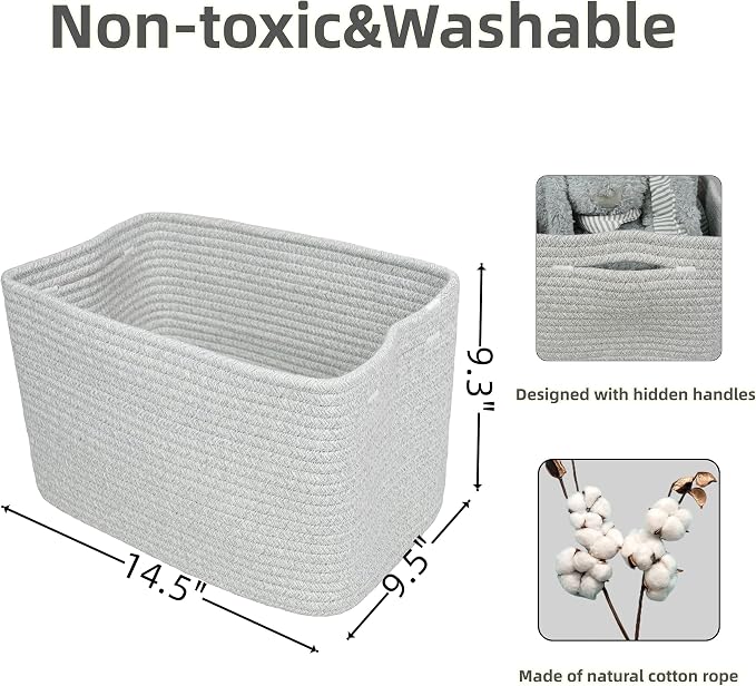 Cotton Rope storage Basket Bins Woven Basket - Image 2