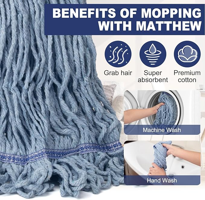 KeFanta 3 Pack Heavy Duty Commercial Mop Head Replacement, Looped End String - Image 6