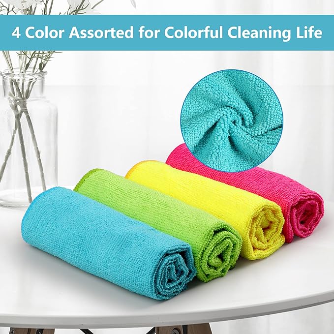 HOMEXCEL Microfiber Cleaning Cloth, 24 Pack Cleaning Rags, Cleaning Towels - Image 3