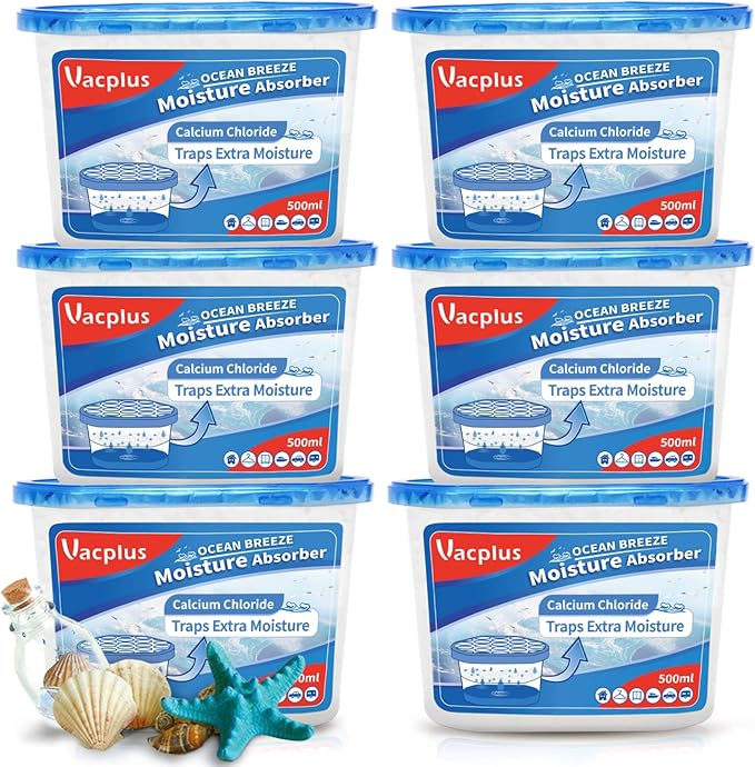 Vacplus Moisture Absorbers 6 Pack, 10.5 Oz Portable Humidity Absorber Boxes by Vacplus