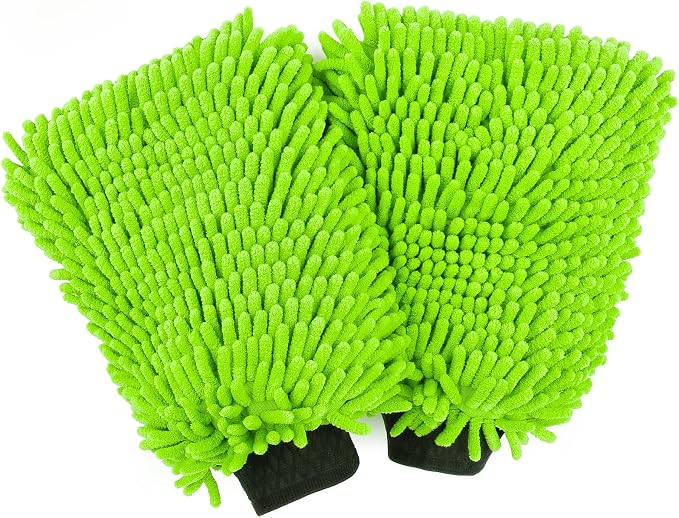 HOMEXCEL Car Wash Mitt, 2PK Chenille Microfiber Wash Mitt, Scratch-Free & by HOMEXCEL