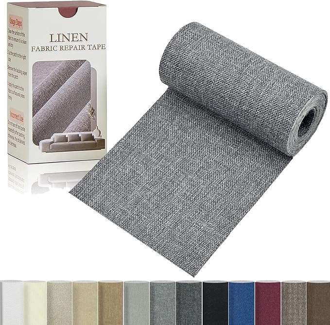 Linen Repair Tape 4x70 Inch Self-Adhesive Couch Patch Repair Fabric Patch by Givethingsanewlife