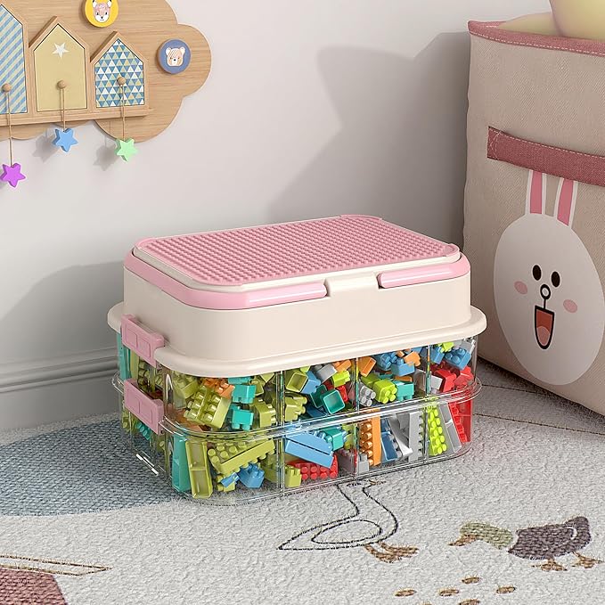 Toy Storage Organizer Box with Handle, Stackable Building Block Toy Box with by joyingbaby