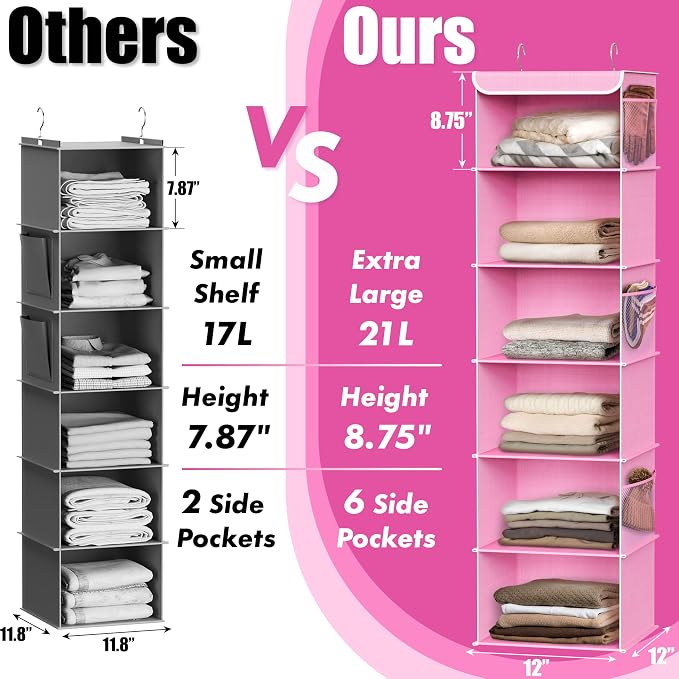 Simple Houseware 6 Shelf Hanging Closet Organizer - Image 4