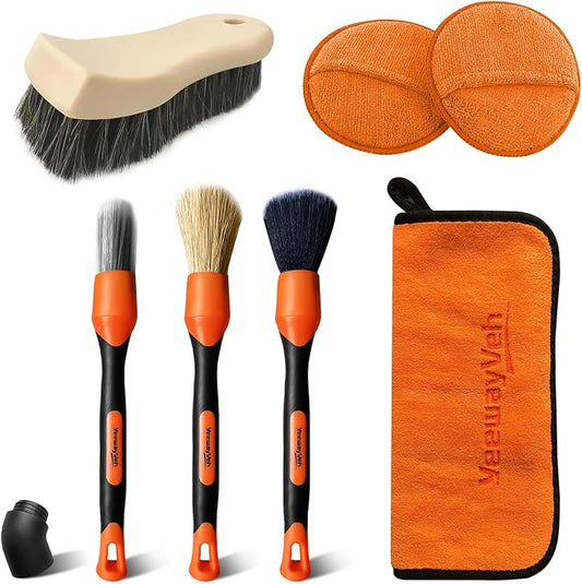 YeewayVeh 7PCS Car Interior Detailing Kit, Horse Hair Car Leather Brush by YeewayVeh