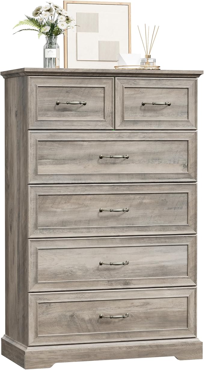 6 Drawer Dresser for Bedroom, Rustic Farmhouse Dresser - Image 7