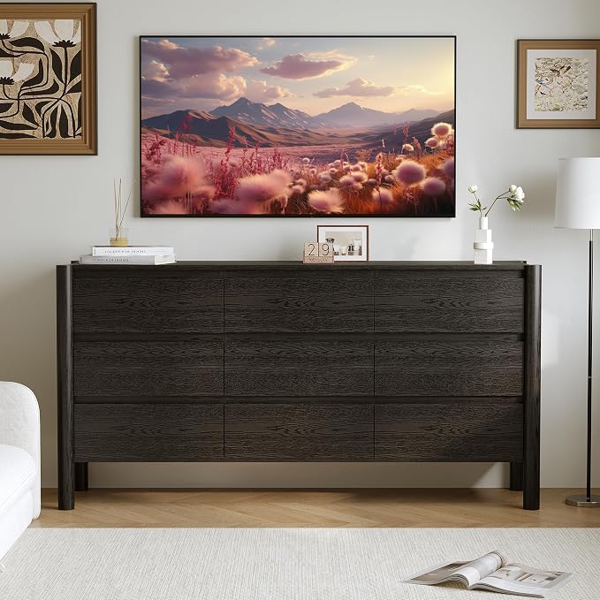 Dresser for Bedroom with 9 Drawers, Wooden TV Stand, Closet Clothes Organizer - Image 8