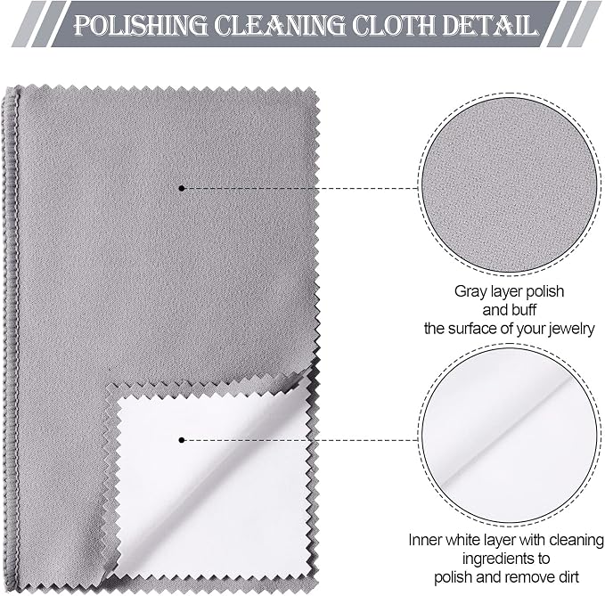 8 Pieces Large Jewelry Polishing Cloth Set Cleaning Cloths Silver Polishing - Image 3
