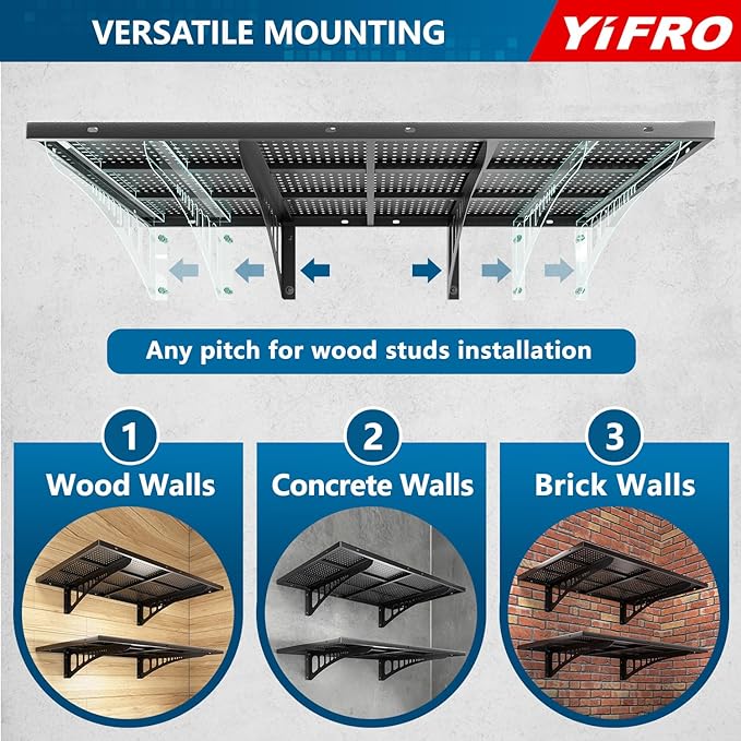 2-Pack 2x3ft Heavy Duty Garage Wall Shelving, 500 lbs Load Capacity, Garage - Image 5