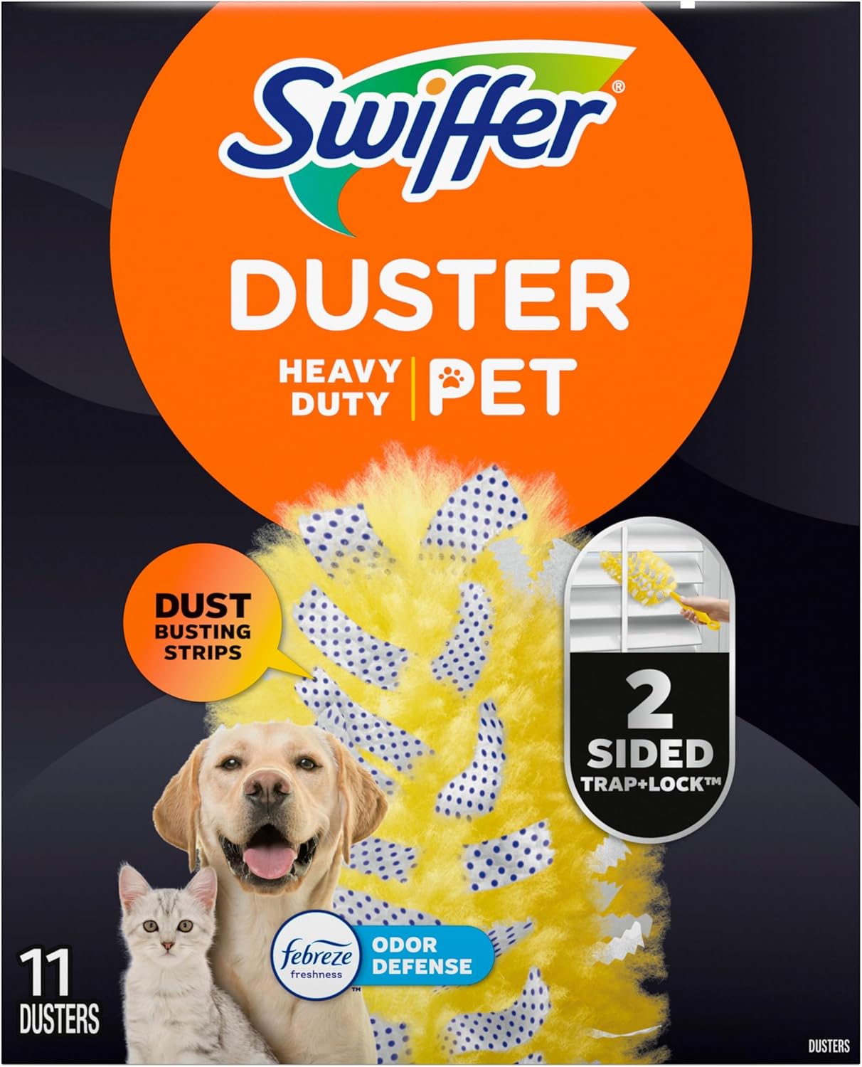 Swiffer Pet Heavy Duty Dusters Refills, Multisurface 360 Dusters with Febreze Odor Defense, 11 Count