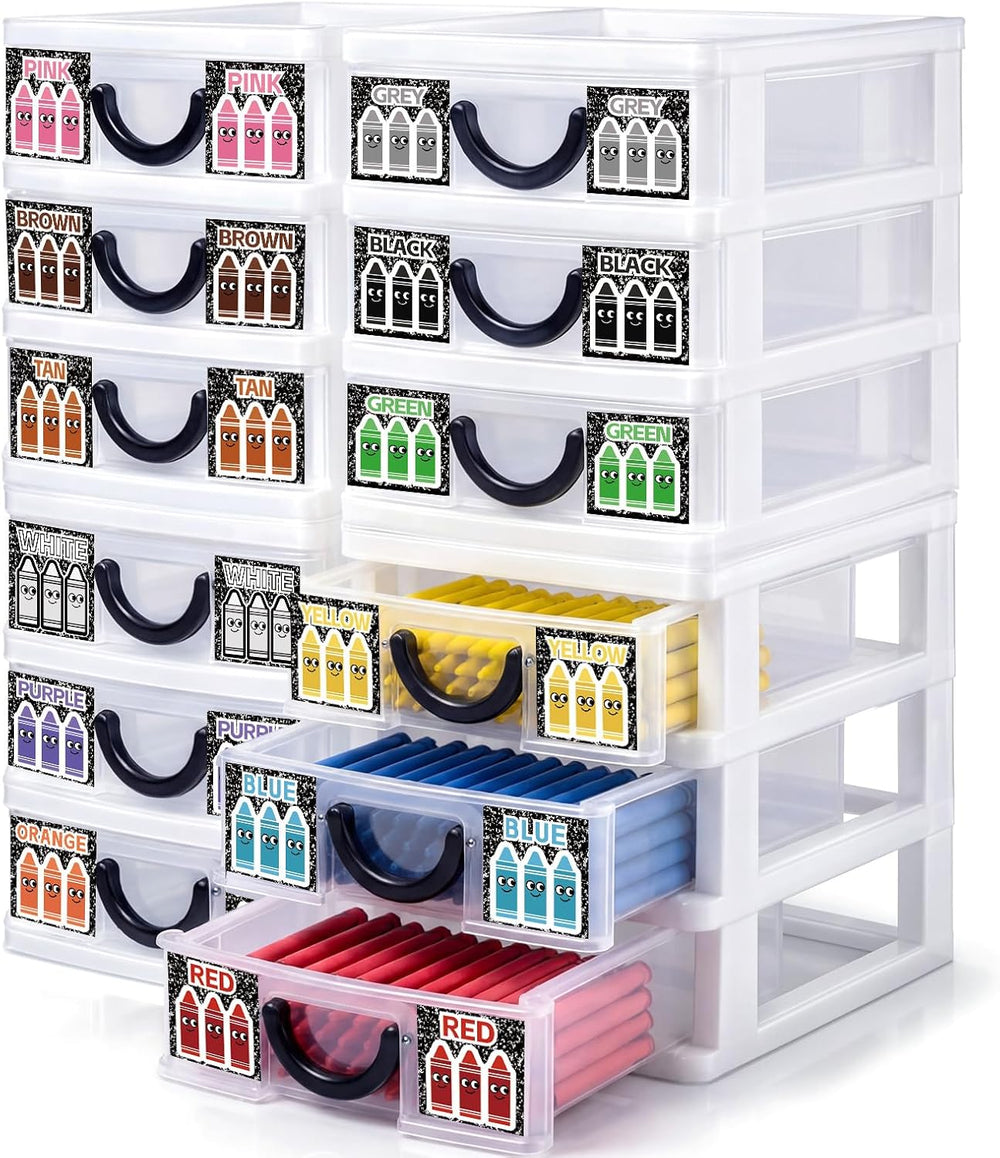 Wenqik 12 Pcs/ 4 Pack Plastic Crayon Organizer for Classroom Back to School