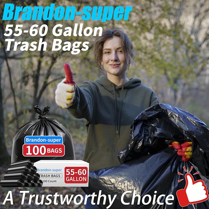 Brandon-super 55-60 Gallon Trash Bags, Sturdy & Tear-Resistant Commercial Can - Image 5