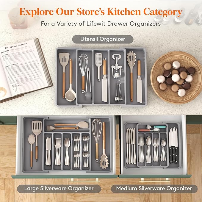 Lifewit Silverware Drawer Organizer, Expandable BPA Free Utensil Tray - Image 4