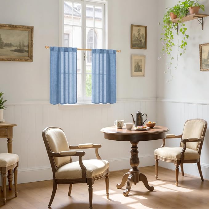 YoungsTex Denim Blue Linen Curtains 36 Inch Length - Image 2