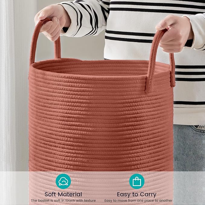 YOUDENOVA Laundry Hamper Basket, Woven 58L Tall Laundry Basket - Image 4