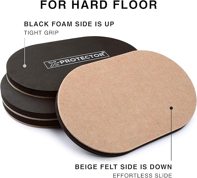 Felt Furniture Sliders Hardwood Floors X-PROTECTOR – 4 PCS 9 1/2 inch Furniture - Image 4
