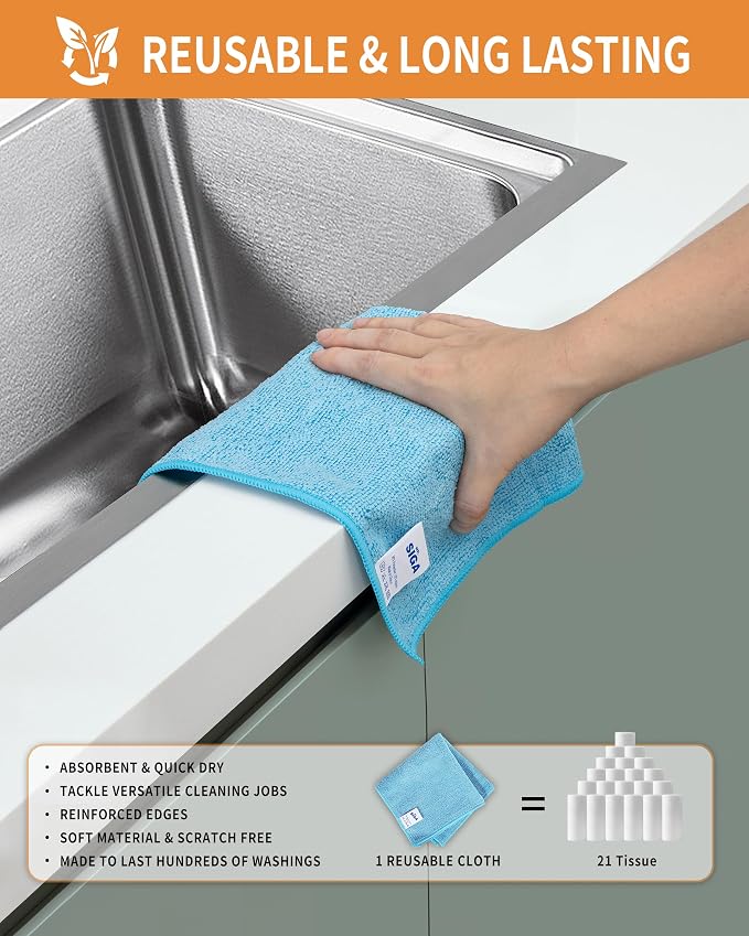 MR.SIGA Microfiber Cleaning Cloth, All-Purpose Microfiber Towels, Streak Free - Image 7