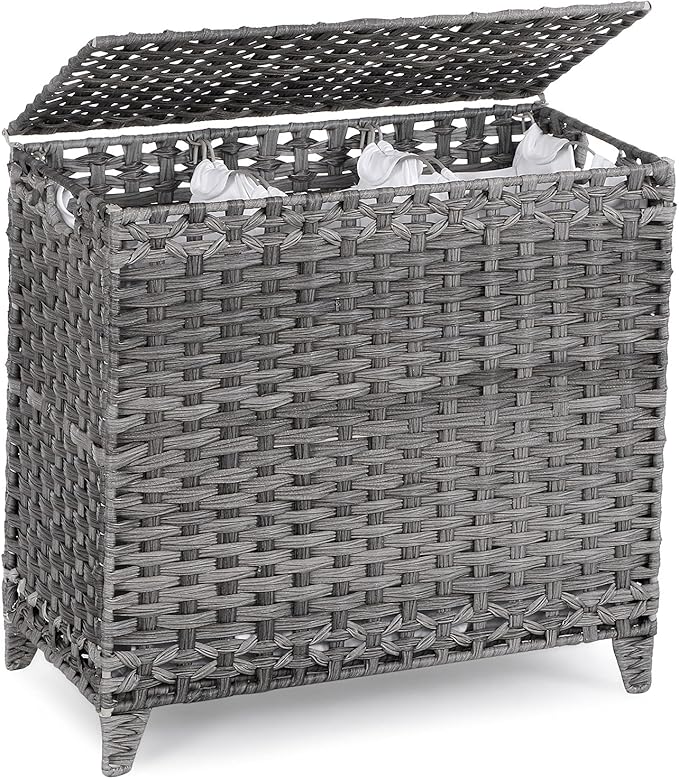Laundry Hamper with 3 Removable Liner Bags; 132L Handwoven Rattan Laundry by Hermina