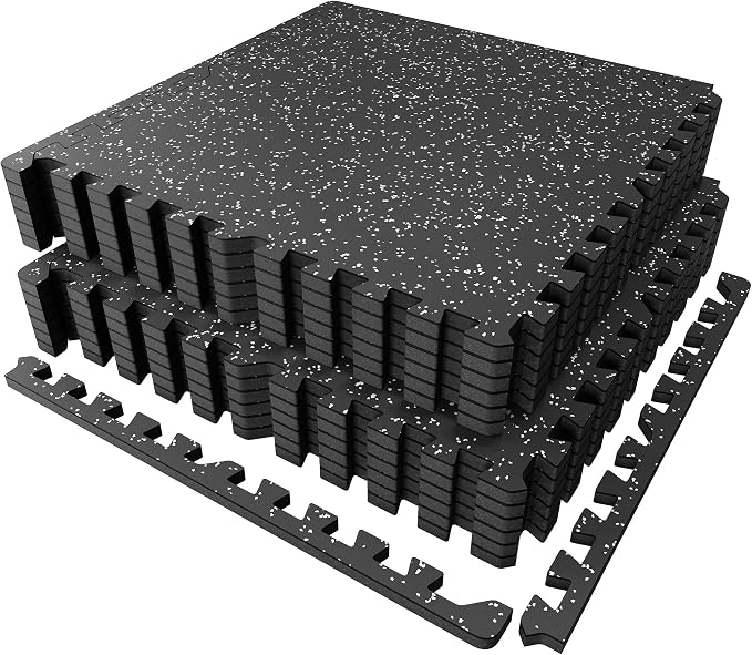 PRAISUN 0.6" Thicker Gym Mat, 12 Tiles 48 Sq Ft Workout Mats, Interlocking Foam by PRAISUN
