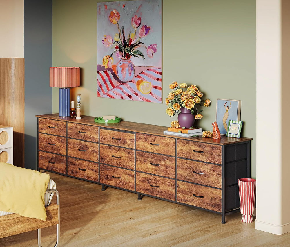 Huuger 86.6 Inch Long Dresser for Bedroom, TV Stand for 65, 75, 85 Inch TV