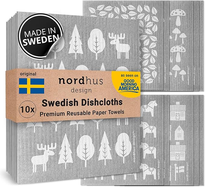Nordhus Design Swedish Dishcloths, 10 Grey Cloths, Made in Sweden by nordhusdesign