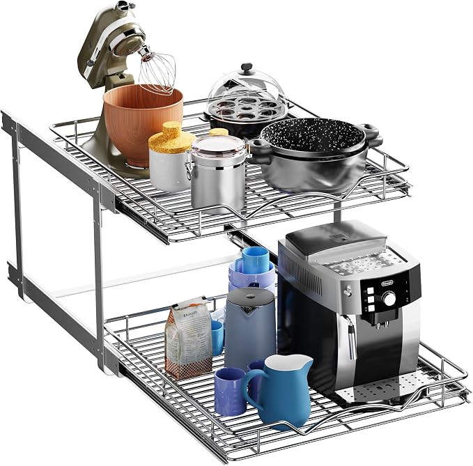 HOLDN’ STORAGE Two Tier Pull Out Cabinet Organizer, Individual Sliding Drawers by HOLDN%E2%80%99STORAGE