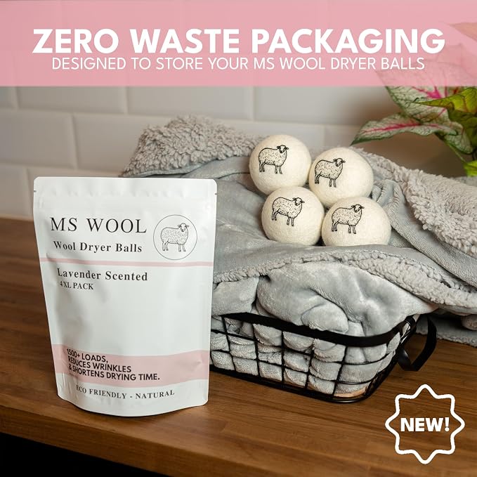 Lavender Scented Wool Dryer Balls – 4 XL Pack – Natural Fabric Softener - Image 5