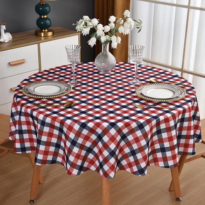 Waterproof Plaid Tablecloth Fabric by Essifunia