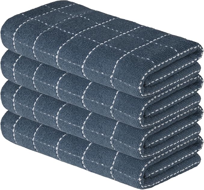 Artoid Mode Checkered Designed Cotton Grey Terry Kitchen Dish Towels, 15x25 by ArtoidMode