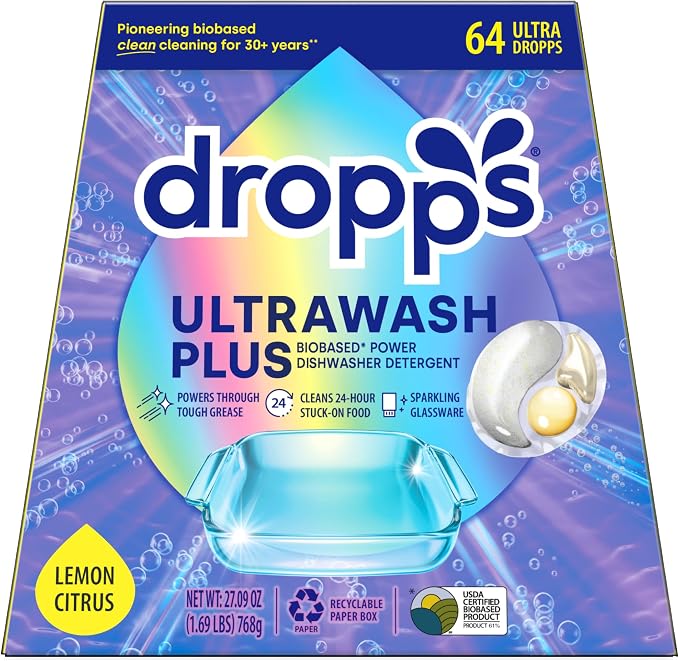 Dropps UltraWash Plus Dishwasher Detergent, Lemon Citrus by Dropps