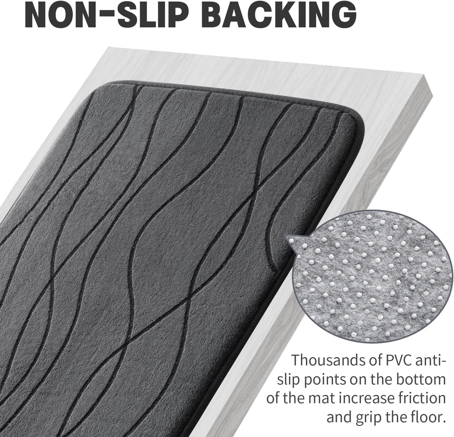 YIHOUSE Memory Foam Bathroom Rugs Sets, Dark Grey, 5 Piece | Ultra Soft, Absorbent, Non-Slip, Machine Washable,