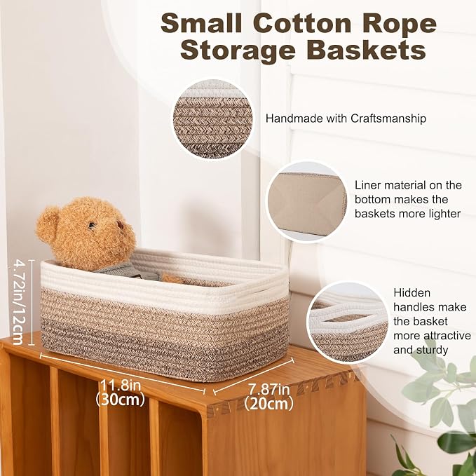 3 Pack Small Storage Baskets for Organizing, Cute Woven Decorative Gift Baskets - Image 2