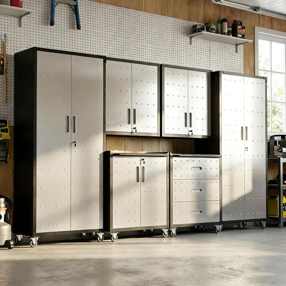 Garage Cabinet System | Heavy Duty Steel All-in-One Modular Garage Cabinet Se...