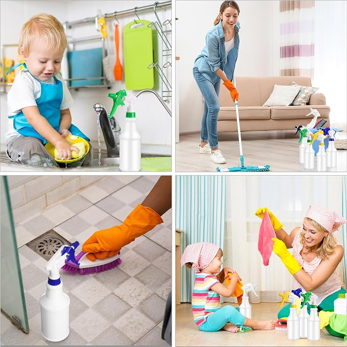 Eccliy 12 Pcs 16 Oz Plastic Spray Bottle, Adjustable Empty Reusable Sprayer - Image 7