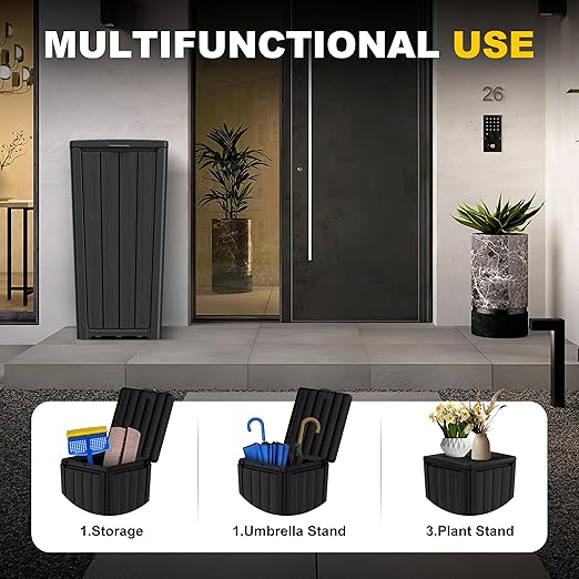 EasyUp Outdoor Trash Can with Lid, Waterproof and Sunscreen Resin Garbage Cans - Image 4
