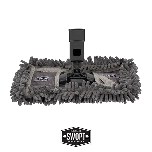 SWOPT Angled Broom Head + 12” Dust Mop Head + Plastic Dustpan – Multi-Surface - Image 3