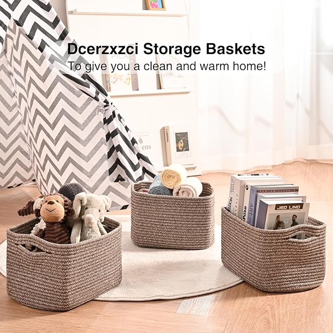 Small Storage Baskets for Organizing Shelves, Cotton Rope Basket for Storage - Image 6