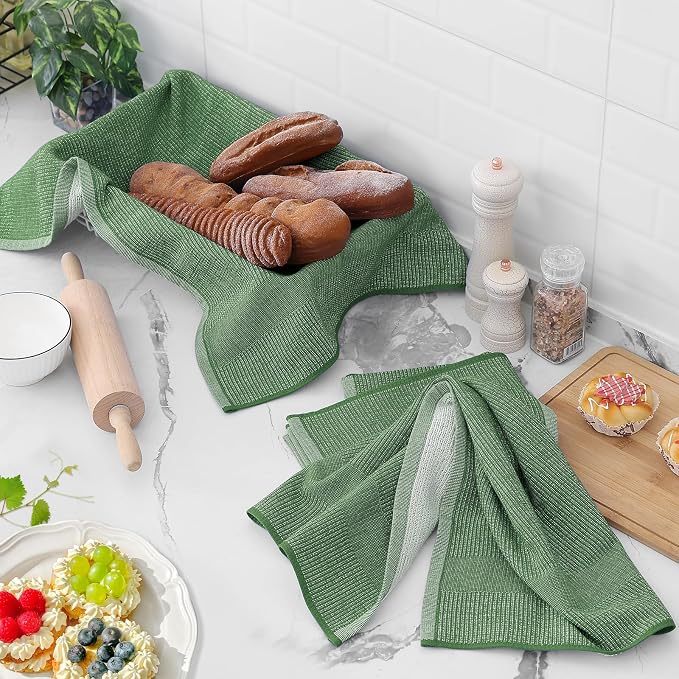 Homaxy Premium Kitchen Towels, Large Cotton Kitchen Hand Towels, Flat and Terry - Image 6