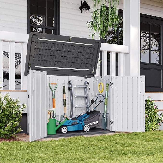 Aoxun Outdoor Storage Cabinet 35 Cu.Ft Outdoor Trash Can Storage Shed - Image 5