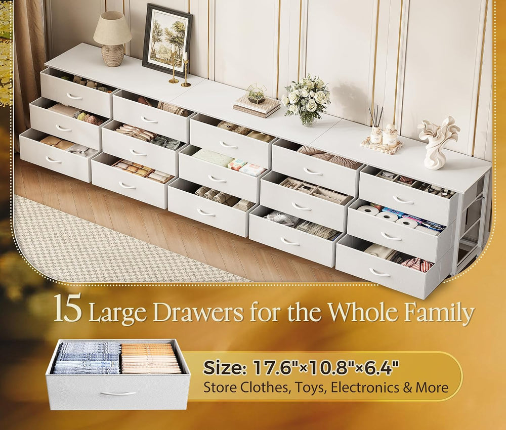 Huuger 94.5 Inch Extra Long Dresser for Bedroom, Large Dresser for Closet
